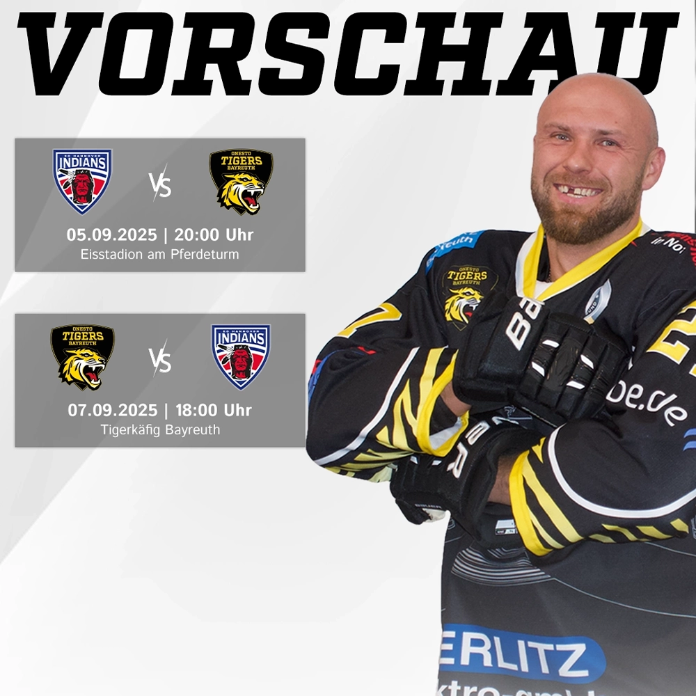 Beitragsgrafik zu den Vorbereitungsspielen gegen die Hannover Indians