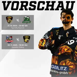 Vorberichtsgrafik für die Spiele der onesto Tigers gegen Erding und Peiting