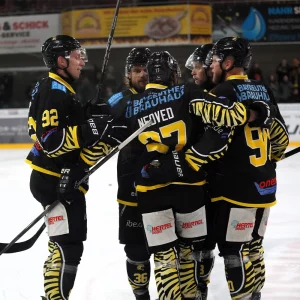 Jubel der Spieler der onesto Tigers Bayreuth