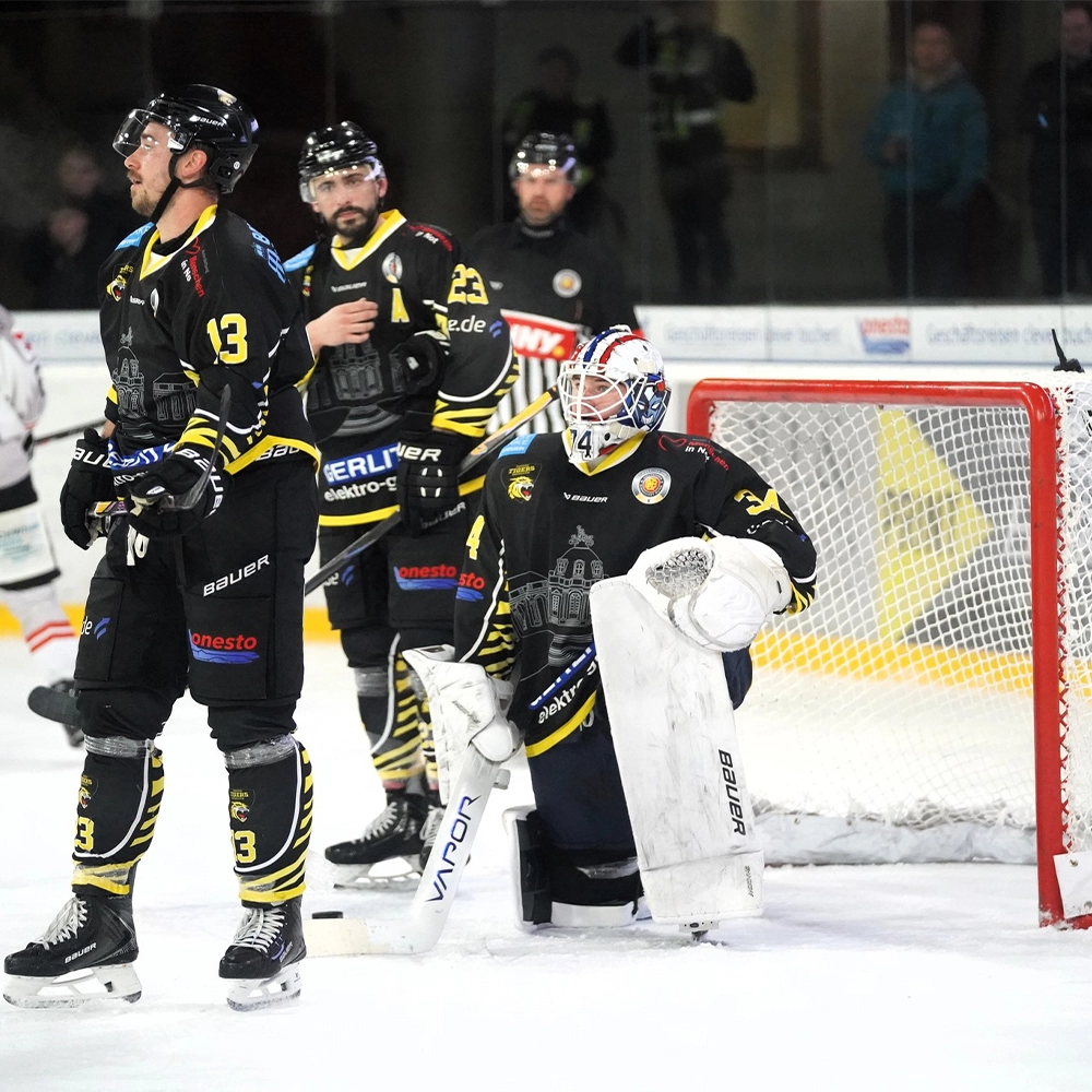 Conner McLeod, Michal Spacek und Aidan Brown im Trikot der onesto Tigers