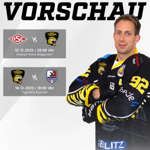 Vorberichtsgrafik für die Spiele der onesto Tigers gegen Deggendorf und Heilbronn am Wochenende