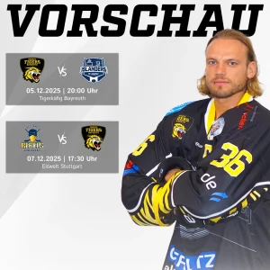 Vorberichtsgrafik für die Spiele der onesto Tigers gegen Lindau und Stuttgart am Wochenende